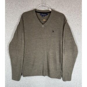 US Polo Assn Sweater Mens Large V Neck Pullover‎ Classic Fall 2014 Acrylic